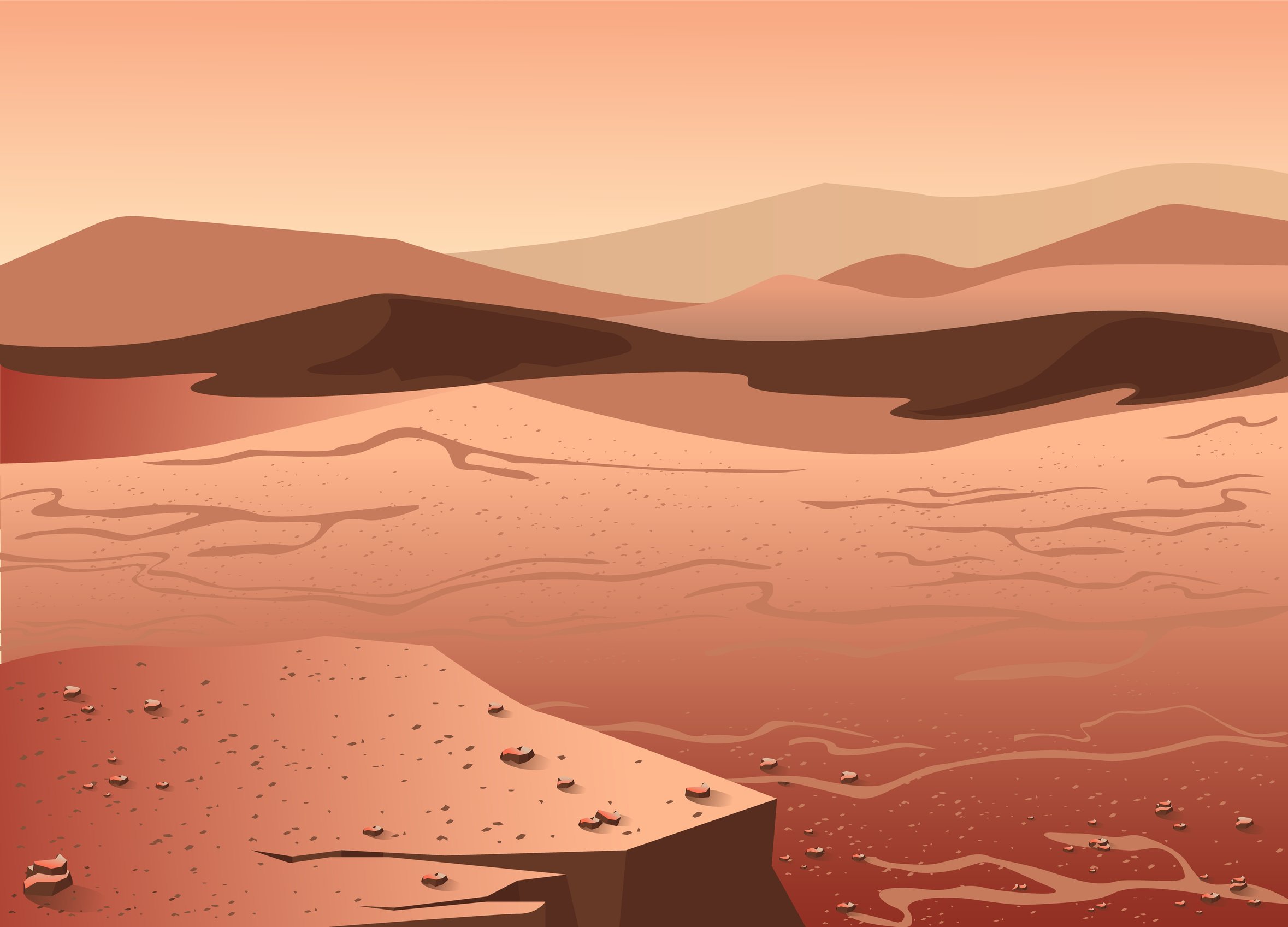 Mars surface panorama or landscape